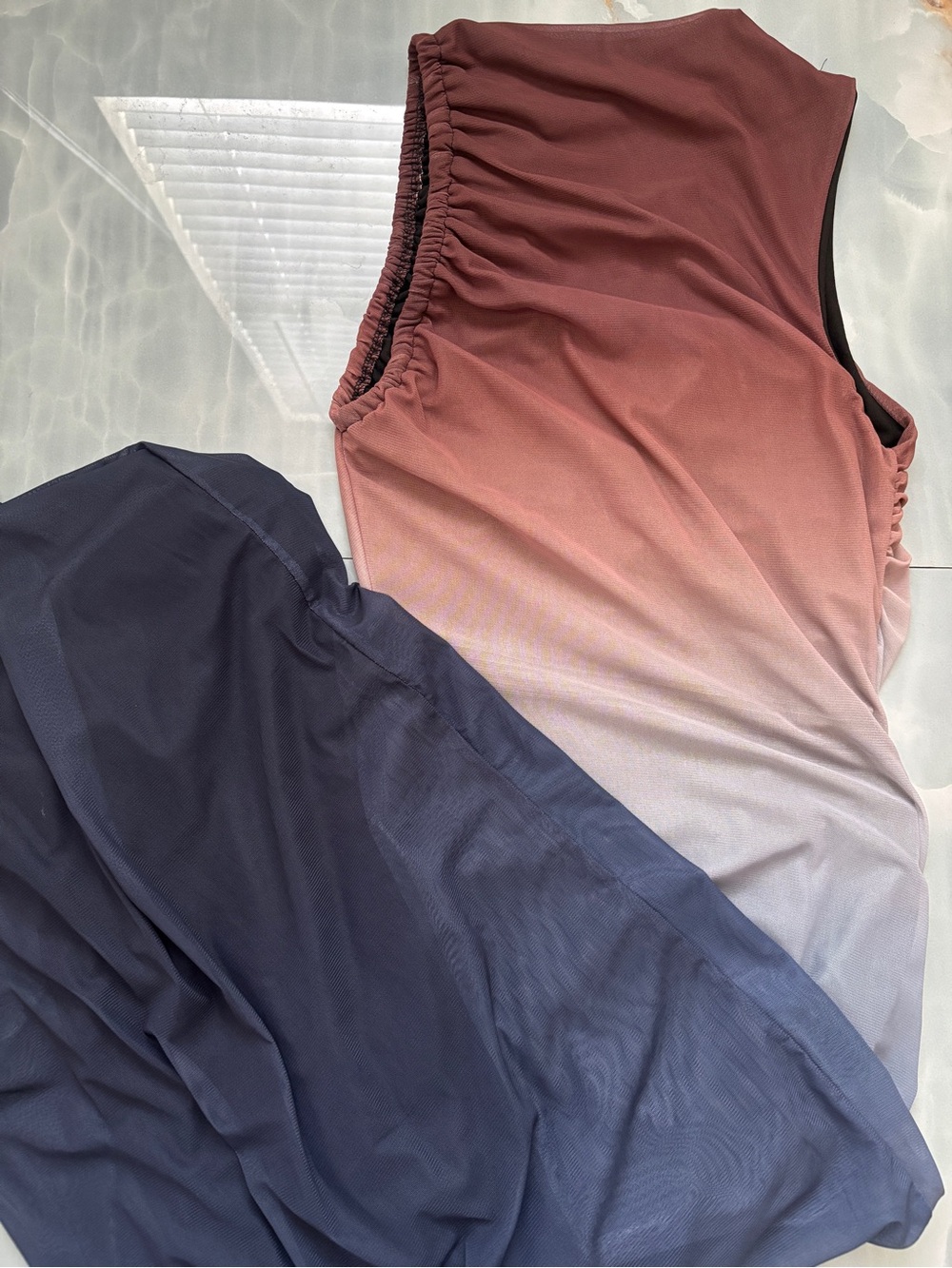 Micas Women's Gradient Sleep Slip - Dusty Rose to Cream with Navy Skirt